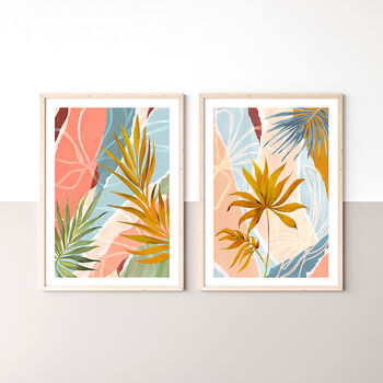 Colourful Abstract Palm Leaf Print Set Of Three, 4 of 11