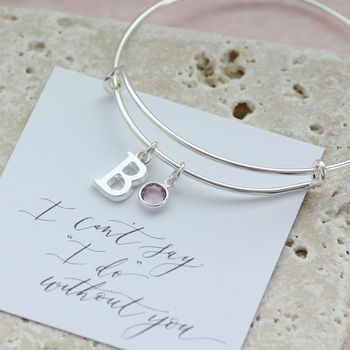 Personalised Initial Birthstone Bangle, 4 of 10