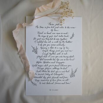 Handwritten Calligraphy First Wedding Paper Anniversary Print, 6 of 8