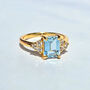 Blue Topaz Emerald Cut Ring In Sterling Silver And Gold, thumbnail 7 of 12