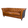 Caesar Two Seater Chesterfield Sofa Tweed And Leather, thumbnail 1 of 4