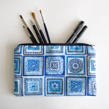 Portugal Tiles Blue And White Cotton Cosmetics Bag, 7 of 9