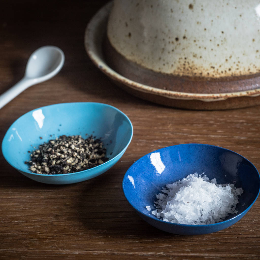Pair Of Porcelain Salt And Pepper Dishes By Becky Mackenzie Ceramics