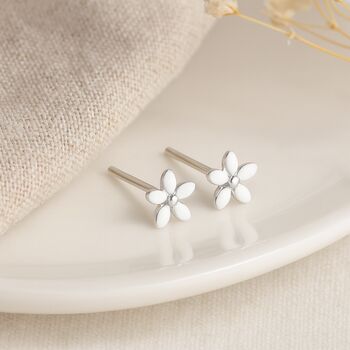 Sterling Silver Daisy Micro Stud Earrings – 4mm, 3 of 7