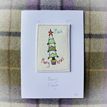 Personalised, Embroidered Christmas Tree Card, 4 of 10
