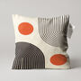 Orange And Black Geometric Abstract Bauhaus Ecru Cushion Cover, thumbnail 1 of 7