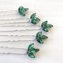 Set Of Five Emerald Green Hair Pins, thumbnail 1 of 2