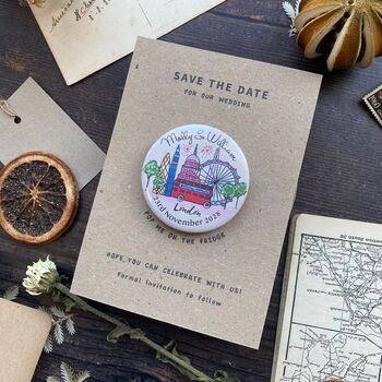 London Skyline Illustration Magnet Wedding Save The Date, 5 of 8