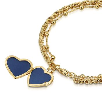 18 K Gold Plated Rope Chain Heart Locket Bracelet, 2 of 5