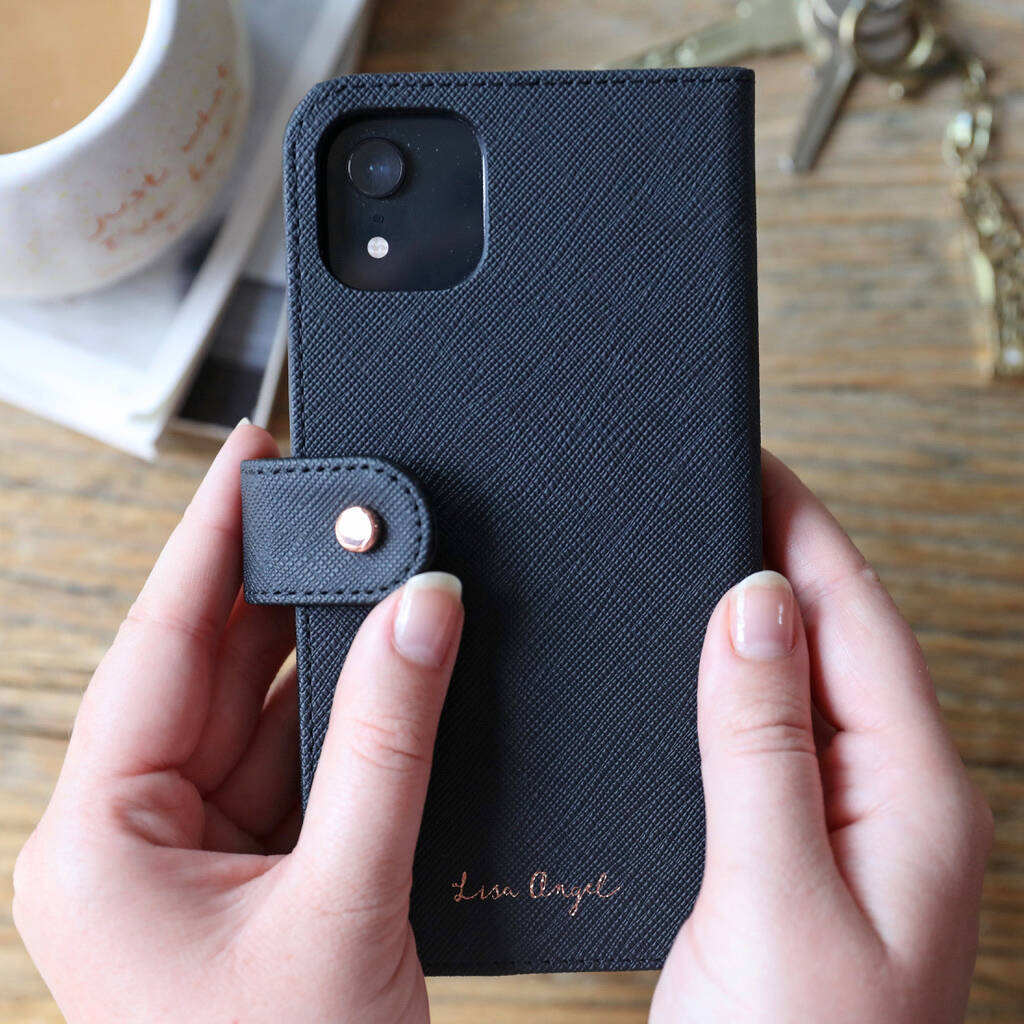 Black Vegan Leather iPhone Case By Lisa Angel