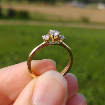 Triple Diamond Engagement Ring : Fairtrade Yellow Gold, 4 of 11