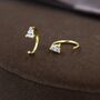 Cz Droplet Huggie Hoop Earrings In Sterling Silver Two, thumbnail 6 of 12