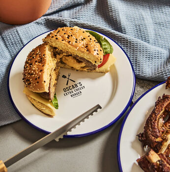 Personalised BBQ Enamel Plates And Bowl Set, 5 of 6