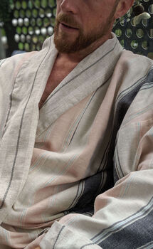 Organic Cotton Reversible Dressing Gown Robe Peach Cobbler, 4 of 12