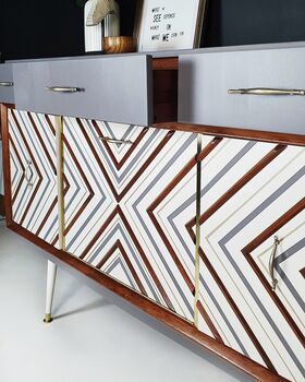 1950's Sideboard With 3D Geometric Chevron Design, 8 of 8
