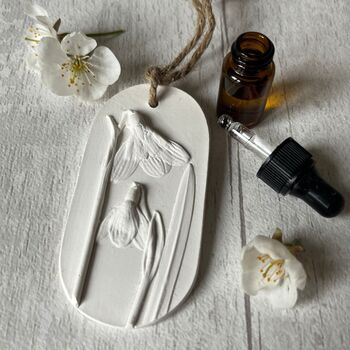 Snowdrops Car Air Freshener Botanical Hanging Diffuser, 3 of 4