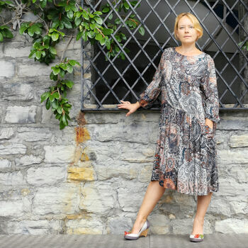 Melbourne Tunic Dress In Brown Multi Paisley Print, 2 of 7