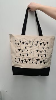 Cute Zipped Canvas Sheep Bag, 3 of 4