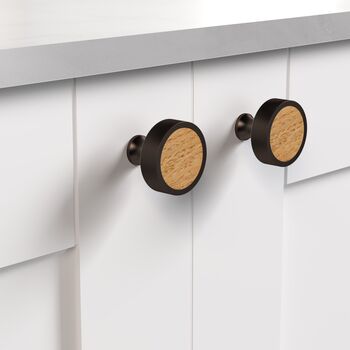 Solid Brass Bronze Cabinet Knobs With Wood Inserts, 7 of 7