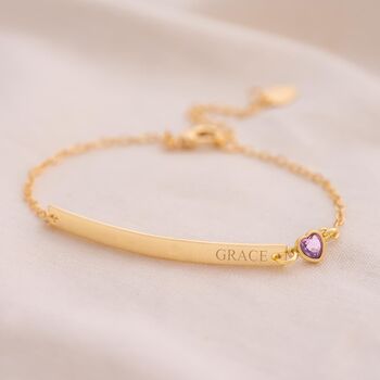 Heart Birthstone And Bar Personalised Bracelet, 4 of 12