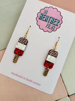 Fab Ice Lolly Glitter Statement Earrings / Summer Jewellery Gift / Colourful Foodie Earrings / Fun Festival Accessories, 2 of 5