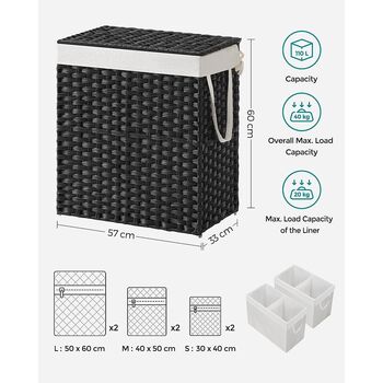 110 L Divided Laundry Hamper Clothes Laundry Basket, 10 of 11