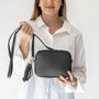 Dark Grey Crossbody Personalised Leather Box Bag, thumbnail 1 of 8