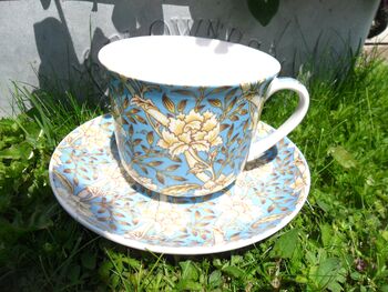 Large Cup And Saucer In Blue Chrysanthemum Design, 3 of 3