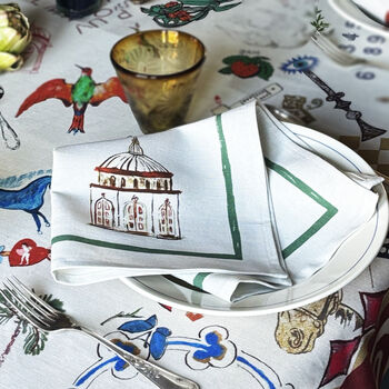 Set Of Six 'Adonis' Linen Napkins, 10 of 12