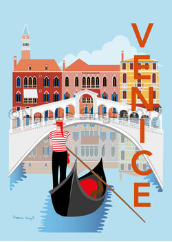 Venice Retro Travel Poster Style Art Print, 2 of 2