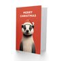 Cute Smiling Badger In A Santa Hat Christmas Card, thumbnail 2 of 4