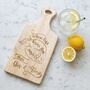 Wooden Paddle Chopping Board, Gin And Tonic Quote, thumbnail 1 of 2