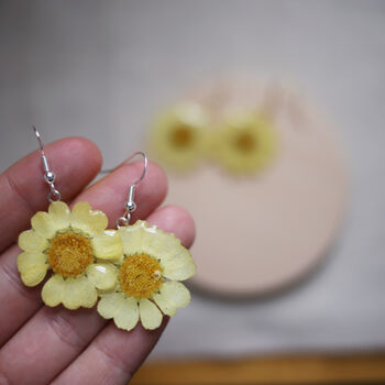 Yellow Flower Sterling Silver Or Gold Plated Earrings, 6 of 7