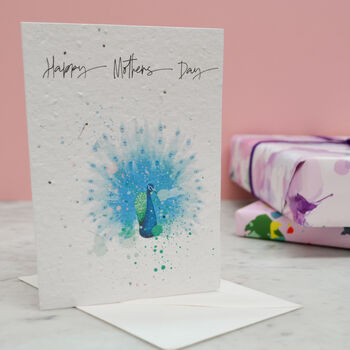 Mothers Day Plantable Seed Paper Peacock Card, 3 of 5