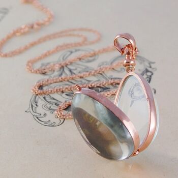 Teardrop Glass Photo Locket Sterling Silver Necklace, 4 of 6