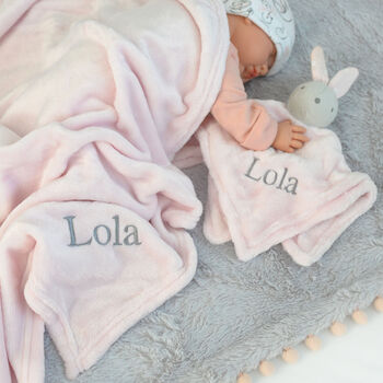 Personalised Pink Bunny Comforter And Pink Blanket Set, 4 of 8