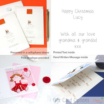 Personalised Rag Doll Girl 1st Christmas Card, 7 of 7