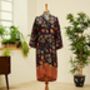 Midnight Blue Silk Blend Kimono Dressing Gown, thumbnail 4 of 4