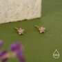 Sterling Silver Tiny Pink Cz Flower Stud Earrings, thumbnail 4 of 12