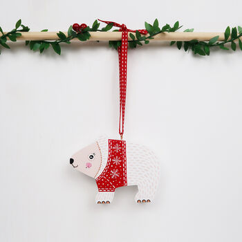 Polar Bear In Festive Jumper Christmas Tree Decoration, 3 of 8