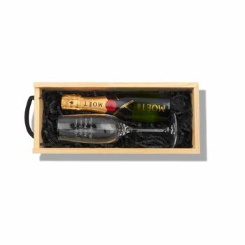 Mini Moet Champagne And Engraved Single Flute, 4 of 6