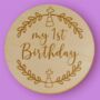 Wooden Baby Announcement 1st Birthday Engraved Sign, thumbnail 4 of 4