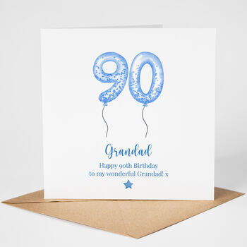 Personalised Blue Balloon 90th Birthday Card, 2 of 5