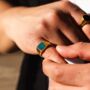 Square Opal Gem Silver Signet Ring For Men Mens Rings, thumbnail 2 of 11