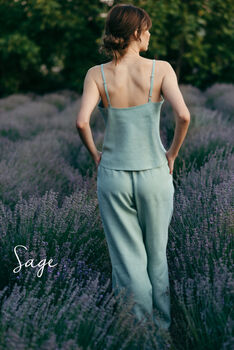 Women’s Linen Pyjama Set | Cami And Trousers, 5 of 12