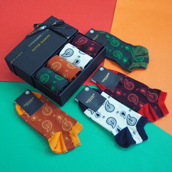 Paisley Men’s Trainer Socks Gift Box, 3 of 7