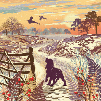 Spaniel Heathland Dog Walking Christmas Card, 2 of 9