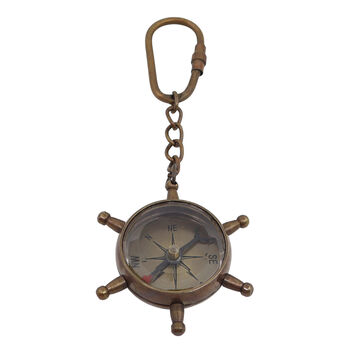 Bronze Ship Wheel Compass Keyring, 8 of 9