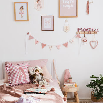 Rose Ruffle Letter Cushion Personalised Nursery Decor, 3 of 5