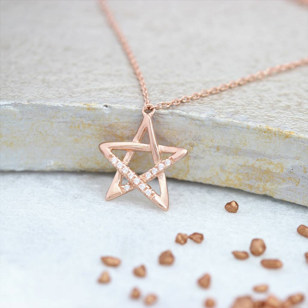 Rose Gold Vermeil And Pave Crystal Star Necklace, 1 of 7